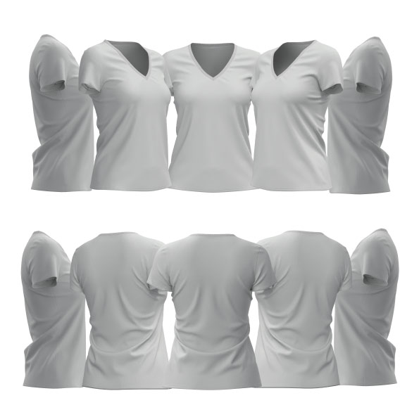 basic digital v neck tshirt 360 renders