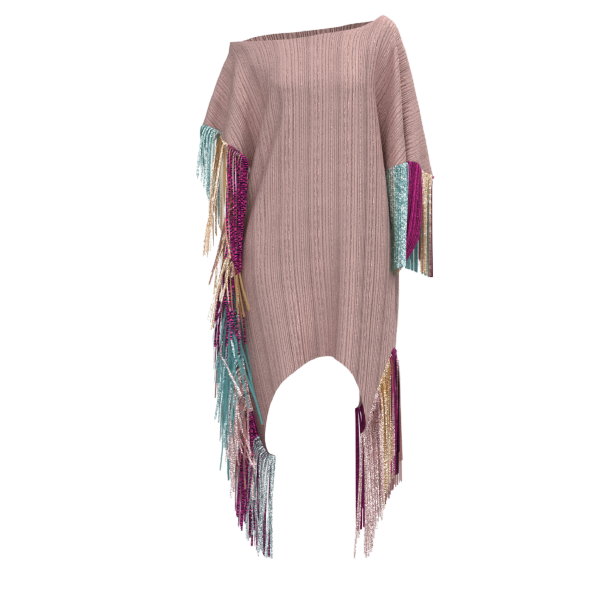 3D fringe dress in color