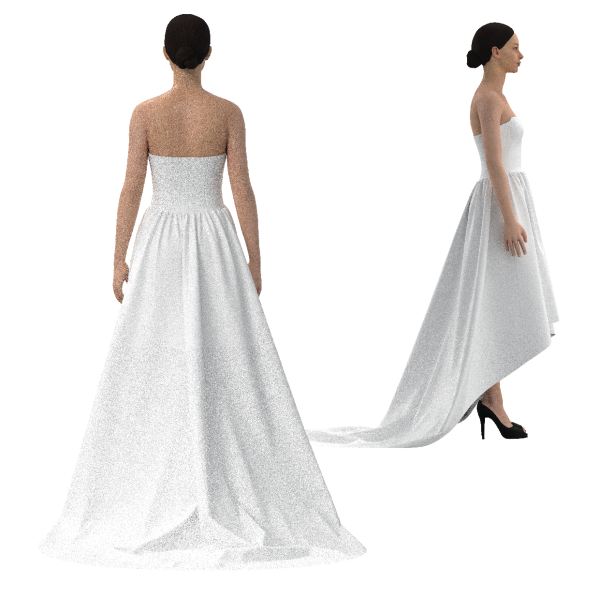 high low ball gown create in Clo 3D