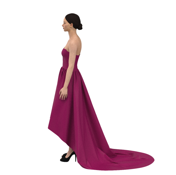 high low ball gown create in Clo 3D